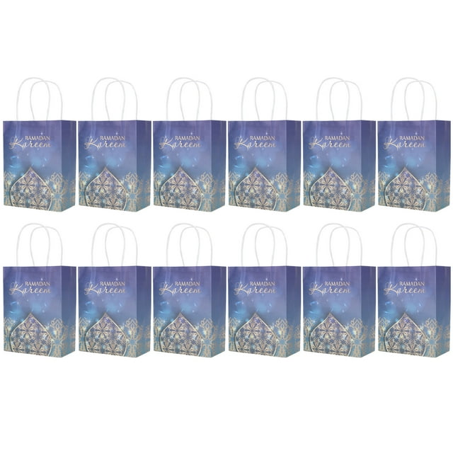 12Pcs Ramadan Bag, Paper Tote Craft Supplies for Parties and Festivals, with Rope Handle