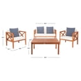 thumbnail image 5 of Safavieh Nunzio Adult 1 Wood Outdoor Dining Sets with Pillows, Natural/Beige, 5 of 7