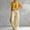 07-Yellow, variant on Women's 2 Piece Cotton Linen Outfit Set, Short Sleeve Solid Top with Striped Wide Leg Pants with Pockets, Casual Loose Summer Loungewear for Daily Vacation Wear 07-Yellow XXL