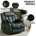 thumbnail image 3 of Ebello 37" Wide Adult Overstuffed Soft Velvet Manual Swivel Rocking Recliner Chair for Living Room, Dark Gray, 3 of 9