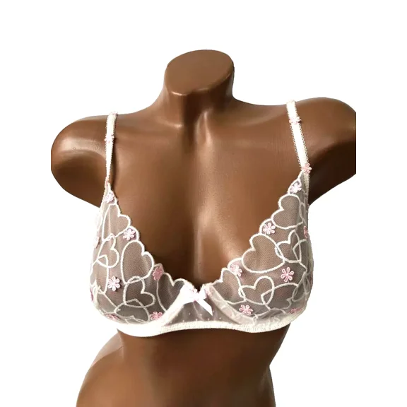 Victoria's Secret For Love & Lemons Love Letter Embroidered Bra White Size Large NWT