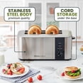 thumbnail image 2 of Elite Gourmet ECT3401 Tostadora de 4 rebanadas con ranura larga, ancho de ranura de 1.5", 6 configuraciones de tono de tostado, funciones de recalentar, descongelar y cancelar, ranuras extra grandes p, 2 of 5