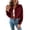 Wine, variant on cocolona Cropped Jackets for Women Lapel Button Down Trendy Tops Casual Long Sleeve Fall Short Outerwear