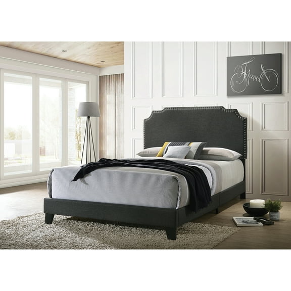 Tamarac Upholstered Nailhead Full Bed Grey