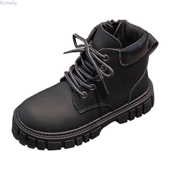 Kureaily Girls For Autumn Winter Stylish Kids Footwear Children's Leather Work Boots Casual Ankle Booties For Girls 4-4.5 Years
