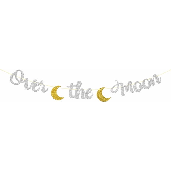 Over the Moon Banner, Oh Baby Shower Party Bunting Decor, Love You to the Moon and Back Decorations Supplies