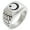 Silver, variant on Stainless Steel Obu Samurai Crest Geometric Pattern Step-Down Biker Style Polished Ring