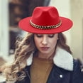 thumbnail image 2 of LINLIN Fedora Hat Unisex Wide Brim Jazz Hat Gentleman Hat with Big Gold Chain Autumn Winter Panama Hat for Men & Women, 2 of 3
