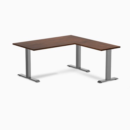 Desky Zero Rubberwood L-Shape Office Desk - Red Walnut / 60 X 30 X 62 X 20 Inches / Space Gray