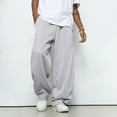 thumbnail image 4 of Men's Baggy Sweatpants Wide Leg Drawstring Waist Joggers Casual Loose Sweat Pants with Pockets Light Gray S, 4 of 5