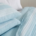 thumbnail image 4 of Great Bay Home Curtain Stripe Reversible Reversible Quilt Set With Shams  (Full / Queen, Blue), 4 of 7