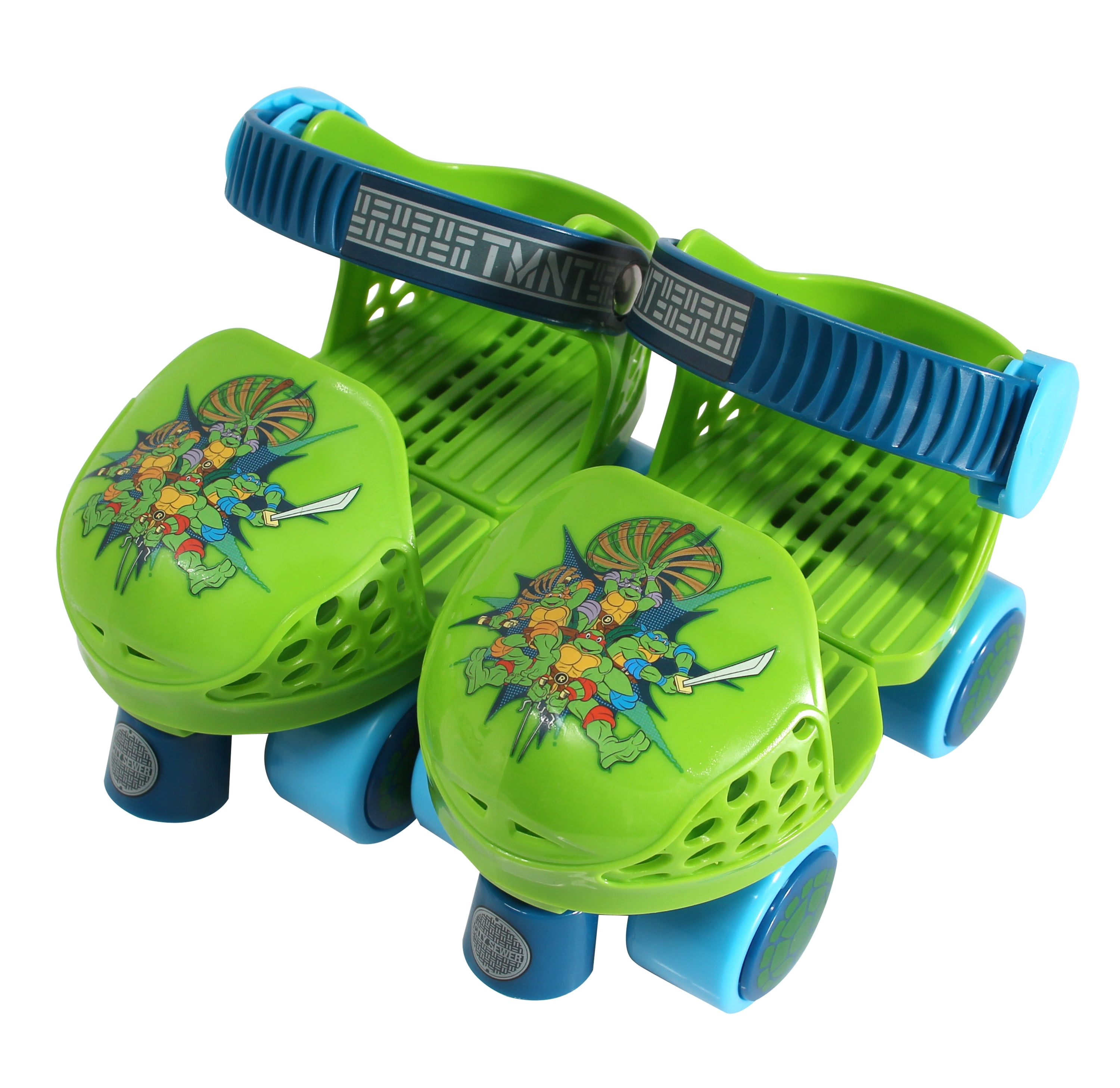 PlayWheels Teenage Mutant Ninja Turtles Roller Skates with Knee Pads and Helmet Junior Size 6-12