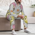 thumbnail image 7 of Naloa Cartoon Owls Men’s Pajamas Set - Long Sleeve Button Down Sleep Shirt and Pajama Bottoms Sleepwear Set-Large, 7 of 7