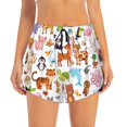 thumbnail image 2 of Vsdgher Animal Cartoon Style Print Women's Running Double Layer Shorts High Waisted with Pockets Elastic Yoga Workout Athletic Gym Sports, 2 of 8