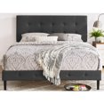 thumbnail image 1 of DeCoro Cambridge Upholstered Wooden Platform  Bed Frame, King, Dark Grey, 1 of 11