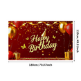 thumbnail image 2 of Red Glittery Background Happy Birthday Banner with Balloons Gifts Butterflies Party Supplies Birthday Party Decorations Photography Props, 2 of 7