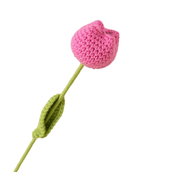 Eky Tulipes Artificielles Fleurs Tricotées pour Décoration, Fleurs de Simulation Crochetées à la Main avec Belle Couleur, Cadeau pour Amoureux Maman Femmes Amis Maison Mariage Anniversaire Fête de Pendaison de Crémaillère, 2"x16 Pouces