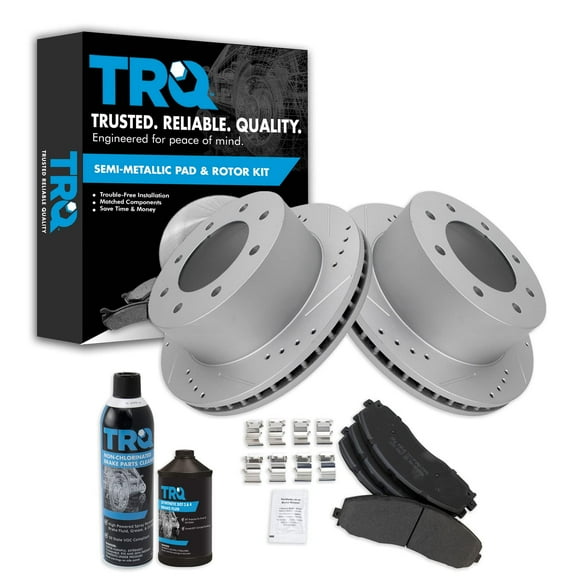 TRQ Front Metallic Brake Pad & Performance Rotor Kit w/Chemicals for Ford BKA21540