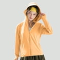 thumbnail image 5 of Amzcrzy Sun Protection Hoodie for Women 2026 Upf50+ Solid Color Zip up Summer Tops with Drawstring Hood Brim Lightweight Ice Silk Long Sleeve Sun Shirts for Outdoor Workout Orange L, 5 of 6