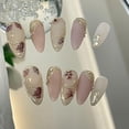 thumbnail image 1 of Press On Nails JIEADJIE, diseño rosa almendra mate, 3 tamaños, 1 of 5