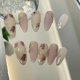 thumbnail image 1 of Press On Nails JIEADJIE, diseño rosa almendra mate, 3 tamaños, 1 of 5
