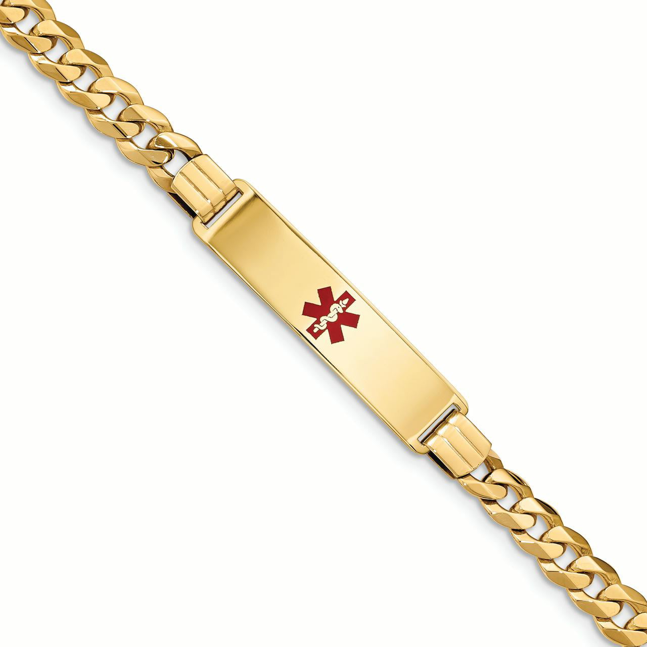 Bracelet Medical - 14K Yellow Gold Curb Link 10 MM Engravable ID