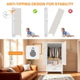 thumbnail image 4 of Jopath Metal Wardrobe Closet,60" Tall Armoire Wardrobe Cabinet 1 Drawers and Hanging Rod,Clothes Storage Organizer Cabinets for Bedroom,Office,Living Room,White02, 4 of 8
