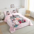 thumbnail image 3 of Castle Fairy Paris Eiffel Tower Full Size Comforter Sets 3-Piece for Girls,Valentine's Day Floral Rose Bedding Comforter Set,Romantic Gradient Marble Lightweight Bedding Sets,Lightweight Room Decor, 3 of 8