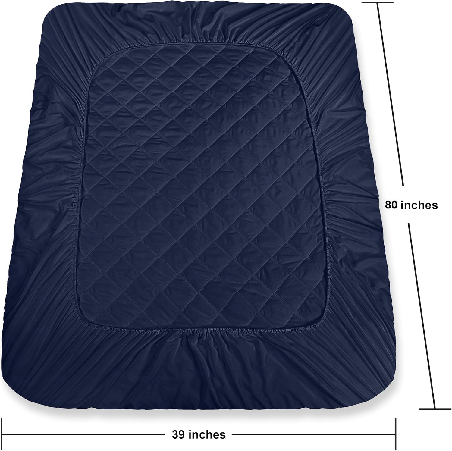 Twin XL Size Waterproof Mattress Pad Protector, Breathable Quilted Mattress Cover Noiseless Waterproof Fitted Sheet Mattress Topper Up to 21" Deep Pocket