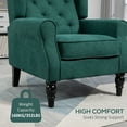 thumbnail image 3 of Button-Tufted Accent Chair With High Wingback, Rounded Cushioned Armrests And Thick Padded Seat, Dark Green, 3 of 9