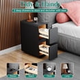 thumbnail image 3 of 7.8" W Faux Leather Narrow Nightstand, Modern Fully-Assembled Bedside Table with 2 Drawers, Wood Night Stand Small Accent End Table & Side Table for Bedroom Living Room, Black, 3 of 8