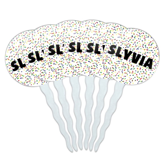 Slyvia Cupcake Picks Toppers - Set of 6 - Mutlicolored Speckles