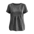thumbnail image 6 of hoksml Women's Cotton Linen Peplum Blouse, Round Neck Short Sleeve Loose Fit Casual Summer Daily Wear Shirt, 6 of 7