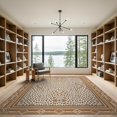 thumbnail image 2 of ODIKA 9'x12' Washable Area Rug Table Print Cow Geometric Edging Boho Inspired Fake That Feel for Great Room, Indoor Concept, Large Living Low Pile, Flatwoven, 2 of 7