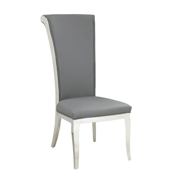 Milan Juliet Gray Faux Leather Tall Roll Back Side Chair (Set of 2)