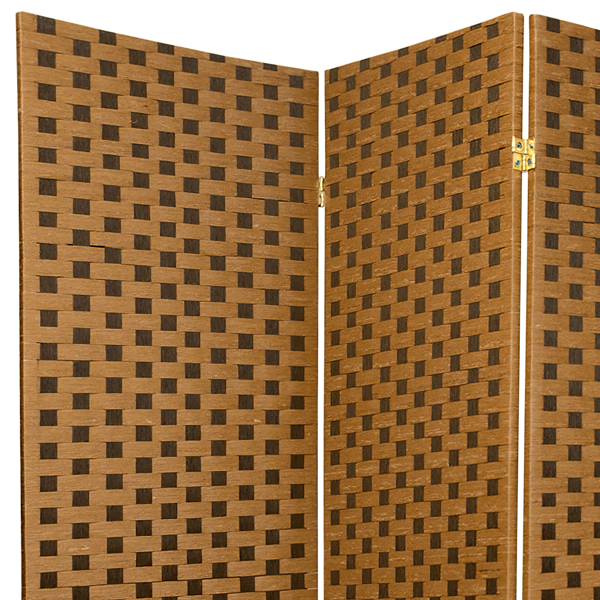 Red Lantern 6 ft. Tall Woven Fiber Folding Screen - Two Tone Brown - 6 Panel