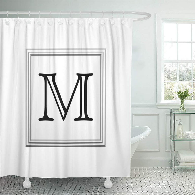 Suttom Elegant Custom Monogram Black And White Personalized Personalize Shower Curtain 66x72 Inch Com