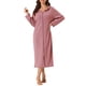 thumbnail image 2 of INSPIRE CHIC Bata de Noche con Cremallera para Mujeres, Bata Larga de Manga Larga con Capucha, Ropa de Casa con Bolsillos, Talla M, Rosa Oscuro, 2 of 6