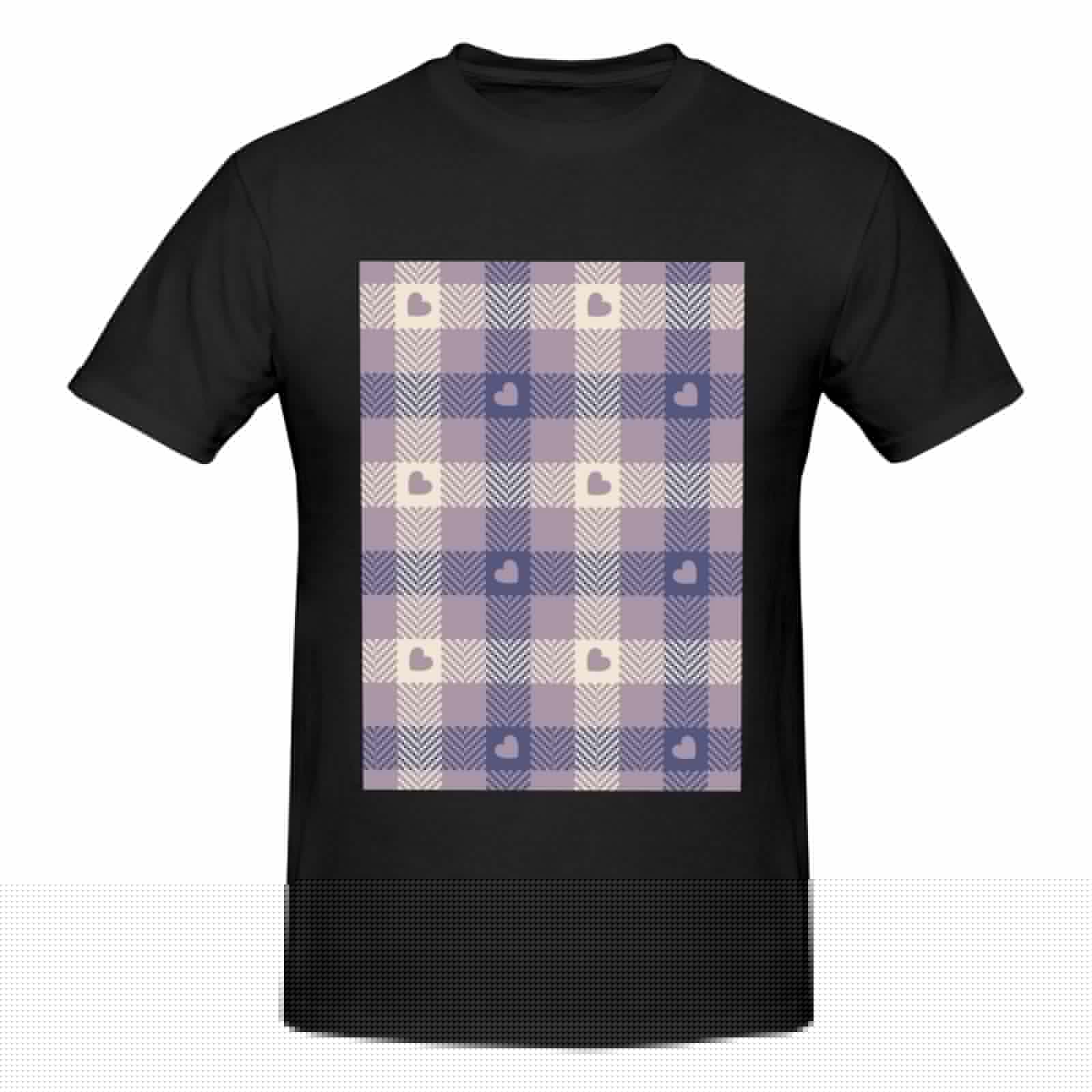 thumbnail image 4 of Bingfone Heart Check Plaid Men'S Loose Fit Short-Sleeve Pocket T-Shirt, 4 of 7