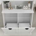 thumbnail image 4 of Tall Tilt-Out Laundry Basket, 59.69'' Two-Compartment Dirty Laundry Cabinet with 2 Adjustable Shelves, Bathroom Cabinet with Hidden Laundry Hamper & Glass Doors, 4 of 8