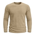 thumbnail image 2 of Kalauyu Mens Waffle Knit Textured Shirts Long Sleeve Round Neck Blouse Soft Stretch Casual Spring Fall Daily Wear Tunic Tops, 2 of 7