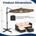 thumbnail image 3 of Costway 10 FT Cantilever Patio Umbrella with Solar LED Lights, 360° Rotation, Easy Tilt Tan, 3 of 10