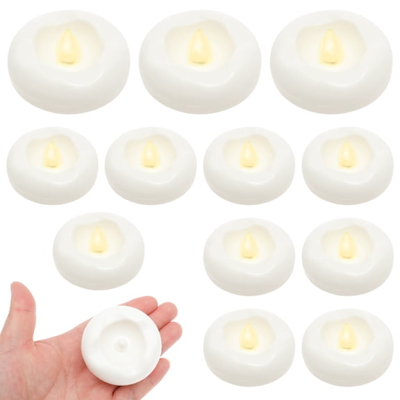 12PCS Flameless LED Floating Candles, 3-Inch Plastic Battery Operated Tealights,Glow Time Over 120 Hours, Cozy Romantic White Light,for Cylinder Vases, Centerpieces at Wedding Decor, Party, Pool