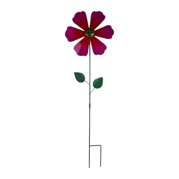 Metal Flowers for Outside Iron Garden Stakes Decorative with Rotating Petals, 22.84 Inches Tall for Courtyard Yard Ornament