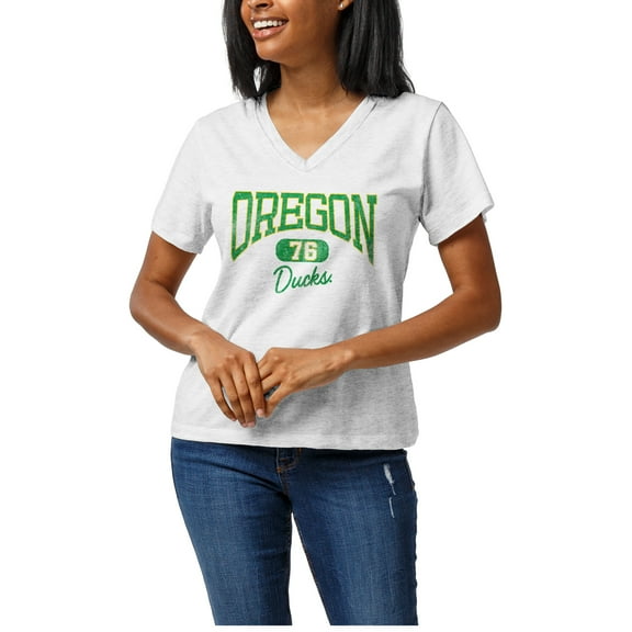 Women's League Collegiate Wear White Oregon Ducks Intramural Boyfriend V-Neck T-Shirt