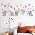 thumbnail image 3 of Muyoka 4 pegatinas de pared con globos de colores, bonitos elefantes, mariposas, calcomanías de pared, pegatinas de PVC extraíbles para despegar y pegar, decoración de pared de dibujos animados para n Muyoka Hogar, 3 of 7