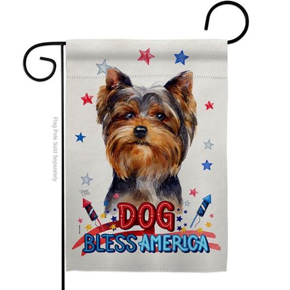 Breeze Decor G120198-BO Patriotic Torkshire Terrier Animals Dog 13 x 18.5 in. Double-Sided Decorative Vertical Garden Flags for House Decoration Banner Yard Gift