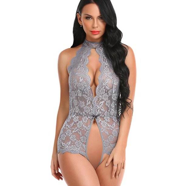 Lencería erótica de peluche para mujer, sujetador abierto de encaje, picardías sin entrepierna, ropa interior Sexy, sujetador transparente, mono, ropa sexual xuanjing unisex