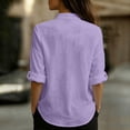 thumbnail image 3 of cocolona Linen Button Down Solid Color Blouses for Women Collar Long Sleeve Shirts Dressy Casual Tops, 3 of 6