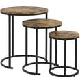 thumbnail image 1 of Rustic Brown Nesting Coffee Tables - 3-Piece Round Side Table Set with Steel Frame for Living Room, Versatile & Space-Saving Design, 20" Diameter, 1 of 7